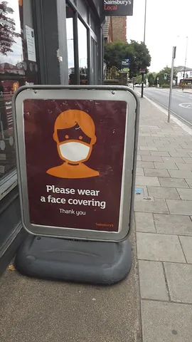 face covering: anything used by a person to cover their face, the nose and mouth in particular, such as a face...