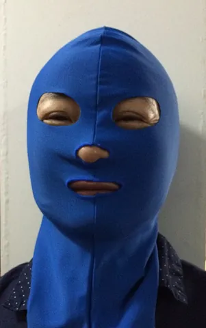 facekini: a balaclava-like swimwear face mask which completely covers the face except for holes for the eyes,...