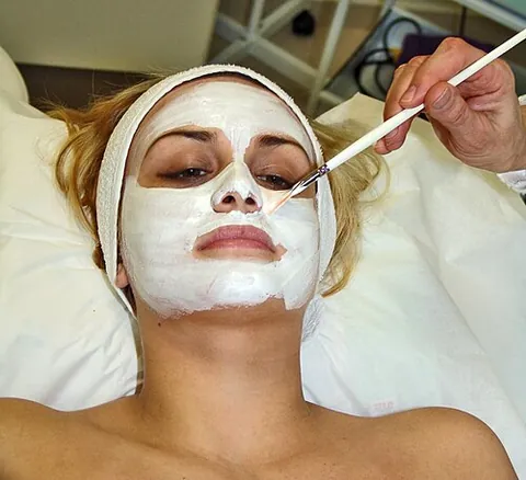 facial mask: an application of mud, clay, etc. to the skin of the face for cosmetic purposes