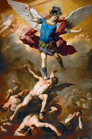 fallen angel: an angel who rebelled against God and was exiled from heaven