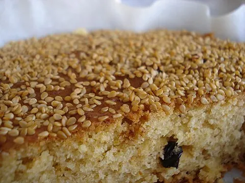 fanouropita: a Greek oil-based sweet cake, traditionally Lenten and served on Saint Phanourios’ feast day on...