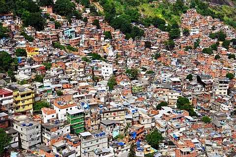 favela: a slum or shantytown, especially in Brazil