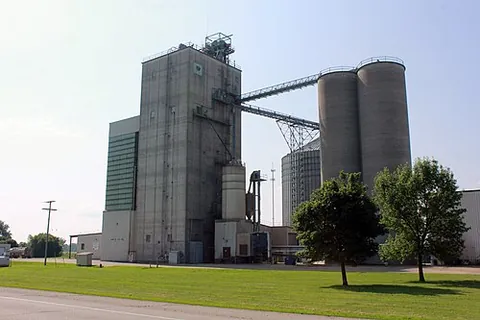feed mill: a mill in which animal feed is made by milling grains and mixing ingredients