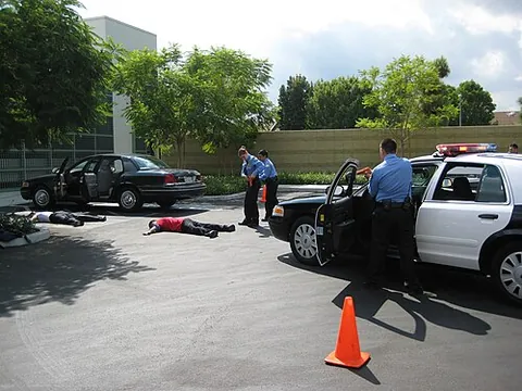 felony stop: a traffic stop of a person that is deemed dangerous, and performed from a distance by shouting...