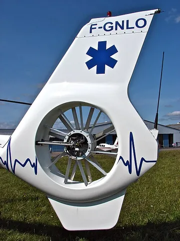 fenestron: a protected tail rotor of a helicopter, operating like a ducted fan