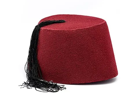 fez: a felt hat in the shape of a truncated cone, having a flat top with a tassel attached