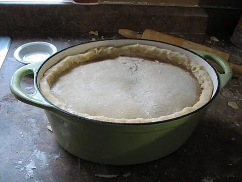 tourtière: a type of traditional French-Canadian meat pie, usually made with pork