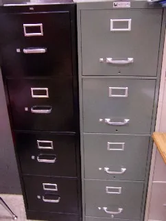 filing cabinet: a piece of office furniture composed of drawers or shelves sized to standard file folder widths,...