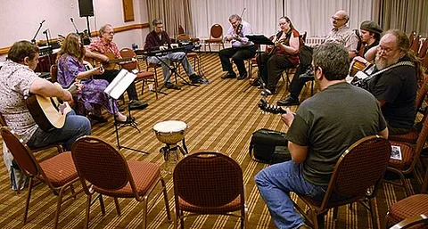 filksing: a gathering of filkers; a filk-music performance