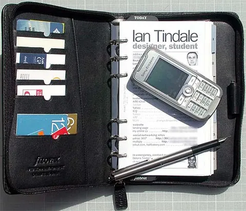 filofax: a personal organizer comprising a calendar, address book, etc. in a compact wallet