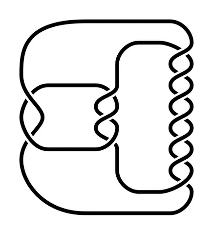 fintushel-stern knot: the three-tangle pretzel knot with two right-handed twists in its first tangle, three left-handed...