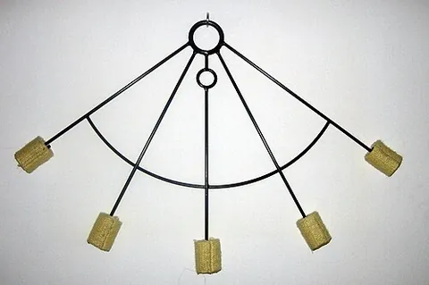 fire fan: a fan-shaped object used for performances with fire