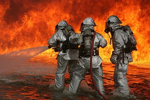 firefighting: the extinguishing of a fire