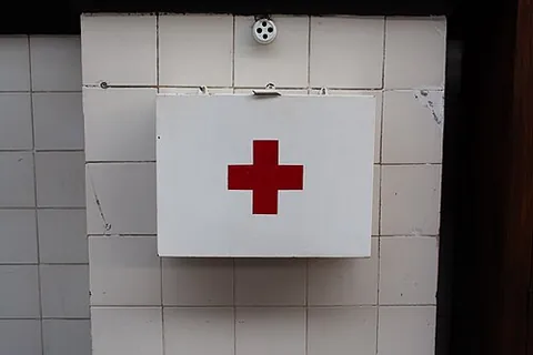 first-aid box: a first aid kit; the box that contains the kit's contents
