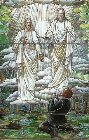 first vision: the appearance of God the Father and Jesus Christ to the fourteen-year-old Joseph Smith, Jr. in a...