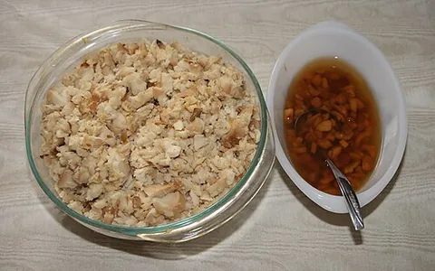 fish and brewis: a traditional Newfoundland meal of codfish and hard bread or hardtack