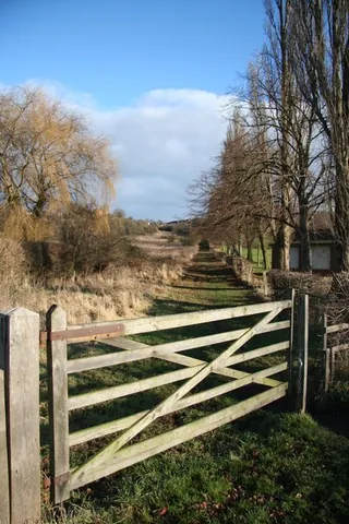 five-barred gate: a wide, usually wooden gate consisting of five horizontal bars and one or more diagonal braces,...