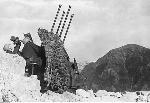 flak: ground-based anti-aircraft guns firing explosive shells