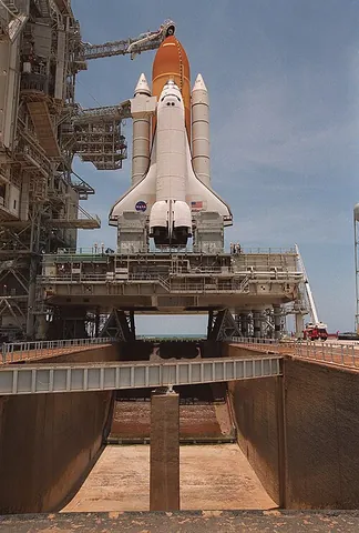 flame trench: a diversion channel for rocket exhaust, directing it away from the launch pad, to prevent the...