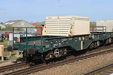 flask wagon: a special open wagon for the transport of nuclear flasks