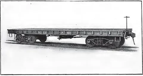 flatcar: a railroad freight car without sides and roof