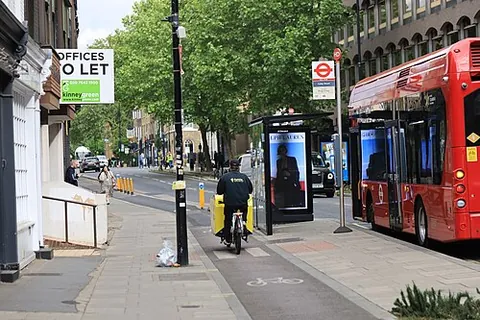 floating bus stop: a bus stop separated from the sidewalk by a cycle lane