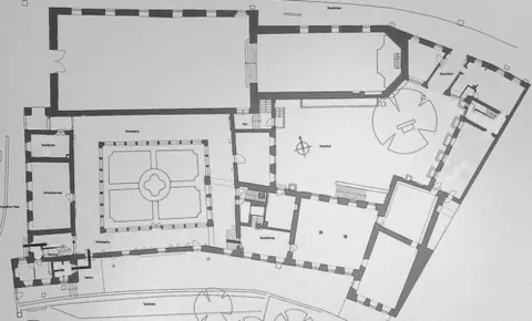 floor plan: a diagram, usually to scale, showing the layout of a building