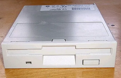floppy diskette drive: a computer hardware device to read and write data from removable soft, so-called floppy, diskettes