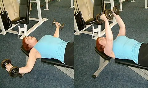 flye: an exercise performed by moving extended arms through an arc while the elbows are kept at a fixed...