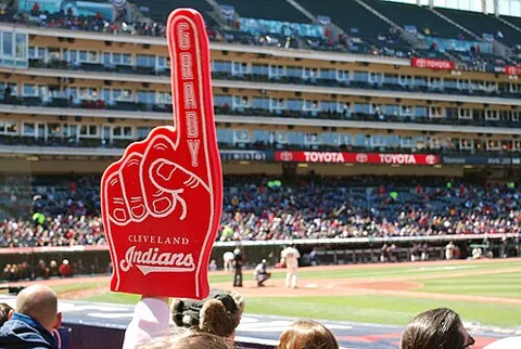 foam finger: a large glove made of foam cut in the shape of and painted with the figure of a hand that (usually)...