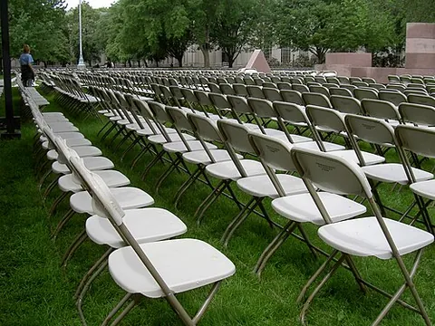 folding chair: a light portable chair that can be stored in a stack, row or on a specially designed cart. They are...