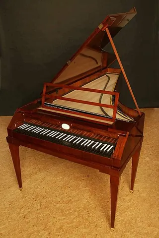 fortepiano: a keyboard instrument; the smaller, quieter precursor to the pianoforte