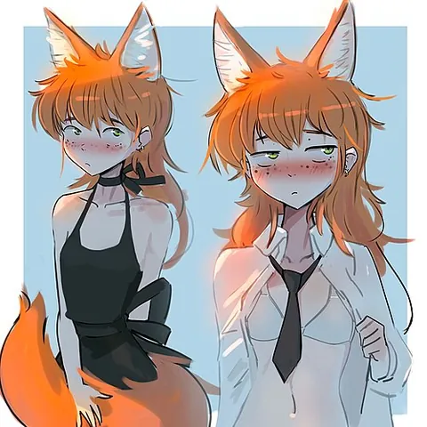 foxgirl: a girl or woman who wears a fox costume and plays the role of a fox