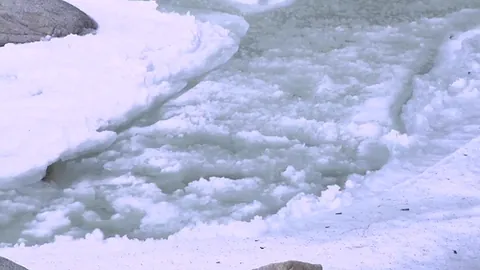 frazil: a collection of stray ice crystals that form in fast-moving water