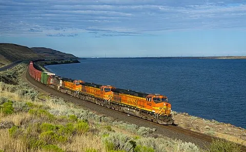 freight train: a railway train used for the transportation of freight (goods)