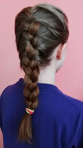 french braid: a braided hairstyle starting with three small sections of hair near the crown of the head, which...