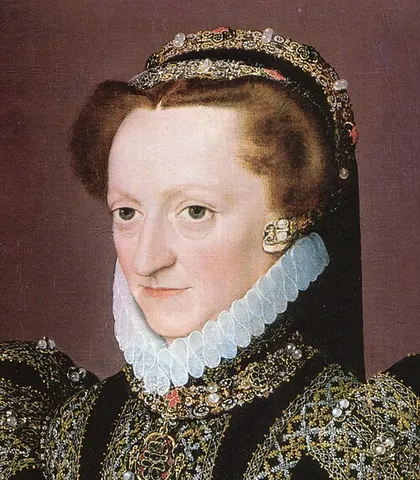 french hood: a 16th-century woman's headdress consisting of a crescent-shaped frame, often with a veil in back,...