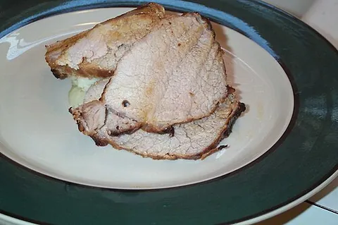 fricandeau: thinly sliced meat, especially veal, fried or stewed with a sauce; a fricassee