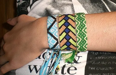 friendship bracelet: a type of handmade macramé bracelet given to friends