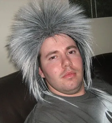 fright wig: a wig, usually worn for humorous or novelty effect, having voluminous, frizzy, long hair,...