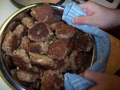 frikadelle: an oblate-spheroid meatball of North European origin, eaten hot or cold, and typically consisting...