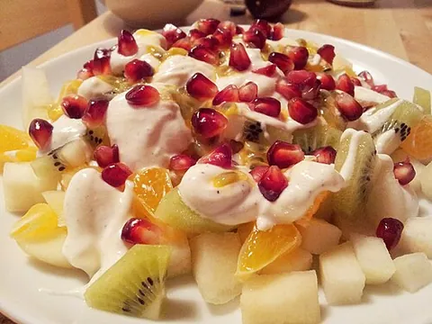 fruit salad: a mixture of freshly cut fruit, sometimes with the addition of certain vegetables, alcohol, or...