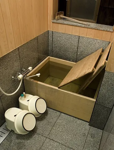 furo: a Japanese bath, generally deep and square-sided, and traditionally made of wood