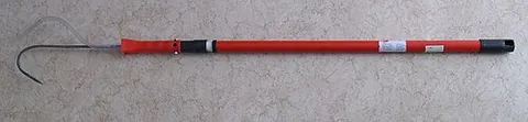 gaff: a tool consisting of a large metal hook with a handle or pole, especially the one used to pull...