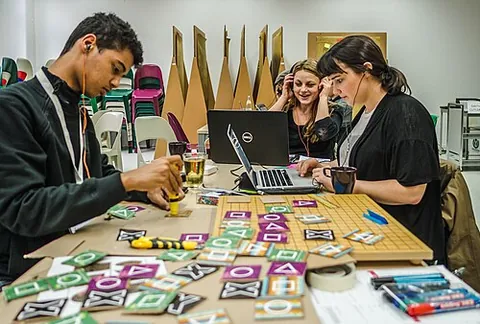 game jam: an organized competition lasting a few days wherein people create a game from scratch (especially a...