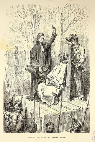 garrote: an iron collar formerly used in Spain to execute people by strangulation