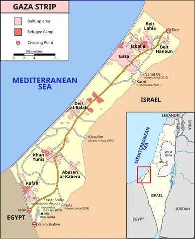 gaza strip: a region in Palestine between Egypt and Israel