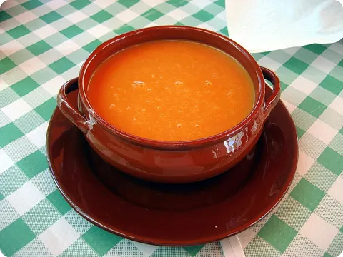 gazpacho: a cold soup of Spanish origin, made with olive oil, vinegar, bread and raw vegetables such as...