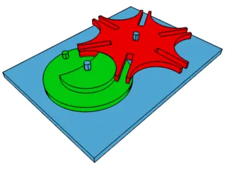 geneva wheel: a mechanism that translates a continuous rotation into an intermittent rotary motion