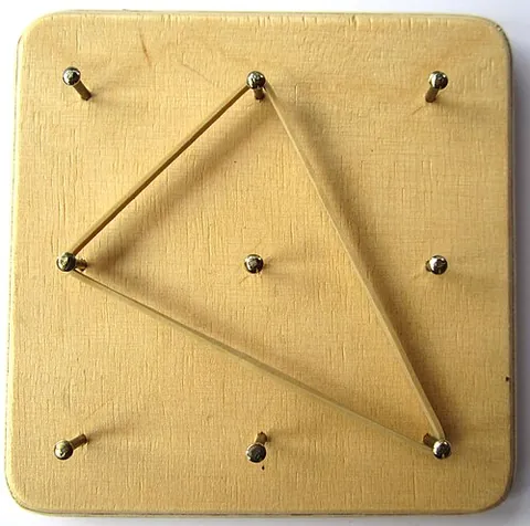 geoboard: a board with nails or pegs around which elastic bands can be looped in order to explore concepts in...